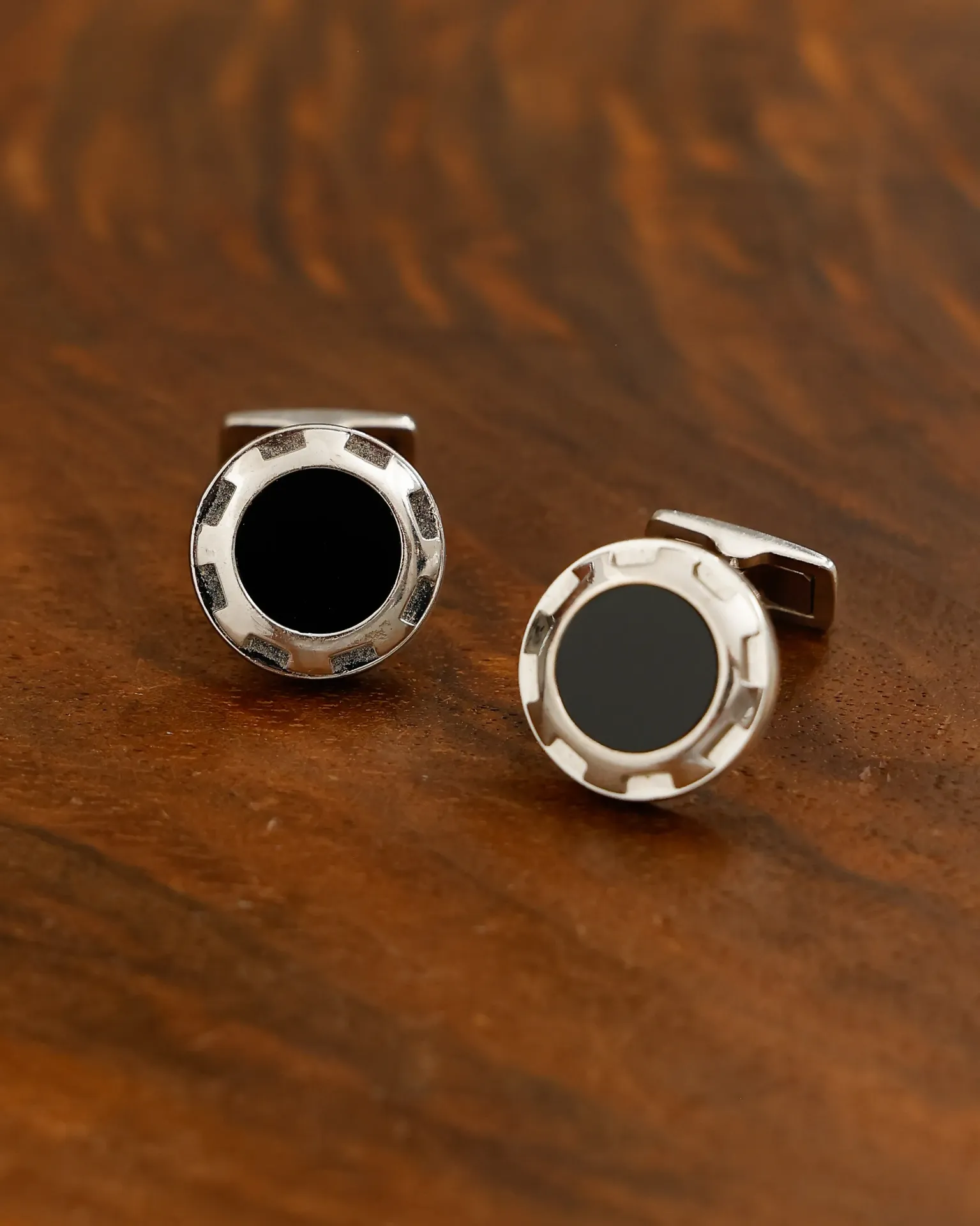 Cufflinks, White Gold, Maltese Cross, Black Onyx